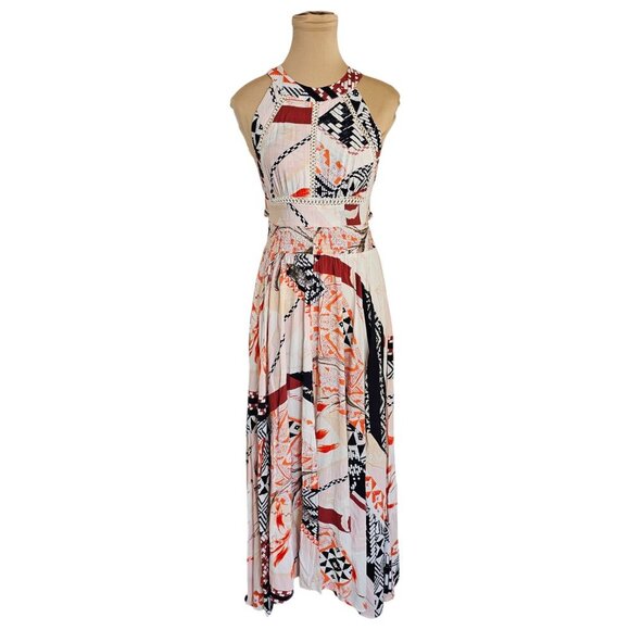 Abel The Label Open Back Orange Black Color Summer Dress Sz S - Picture 2 of 12